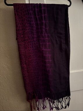 Purple Ombre Animal Print Fringe Scarf